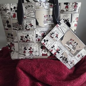 kate spade Comic-Strip Tote in Black, Cream & Red with Matching Pouch